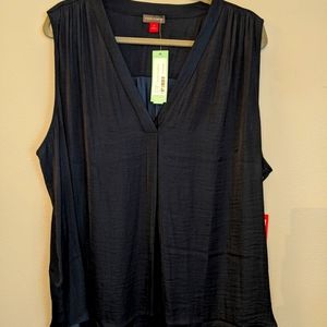 Women's 3X sleeveless swing blouse in  rich, deep blue by Vince Camuto
